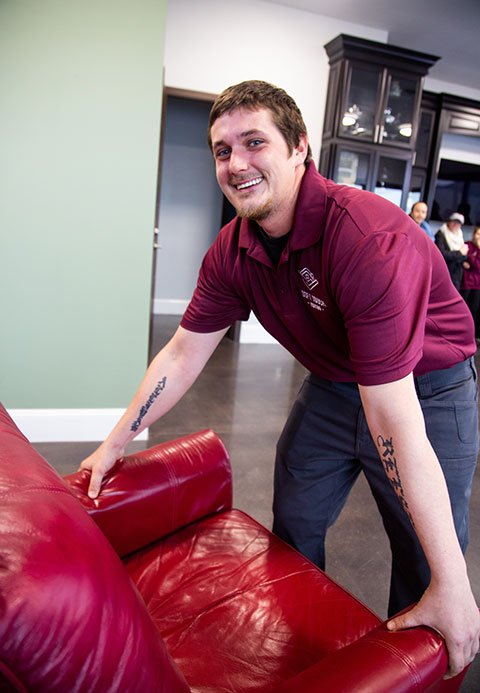 Soft Touch mover handling furniture with care in Indianapolis
